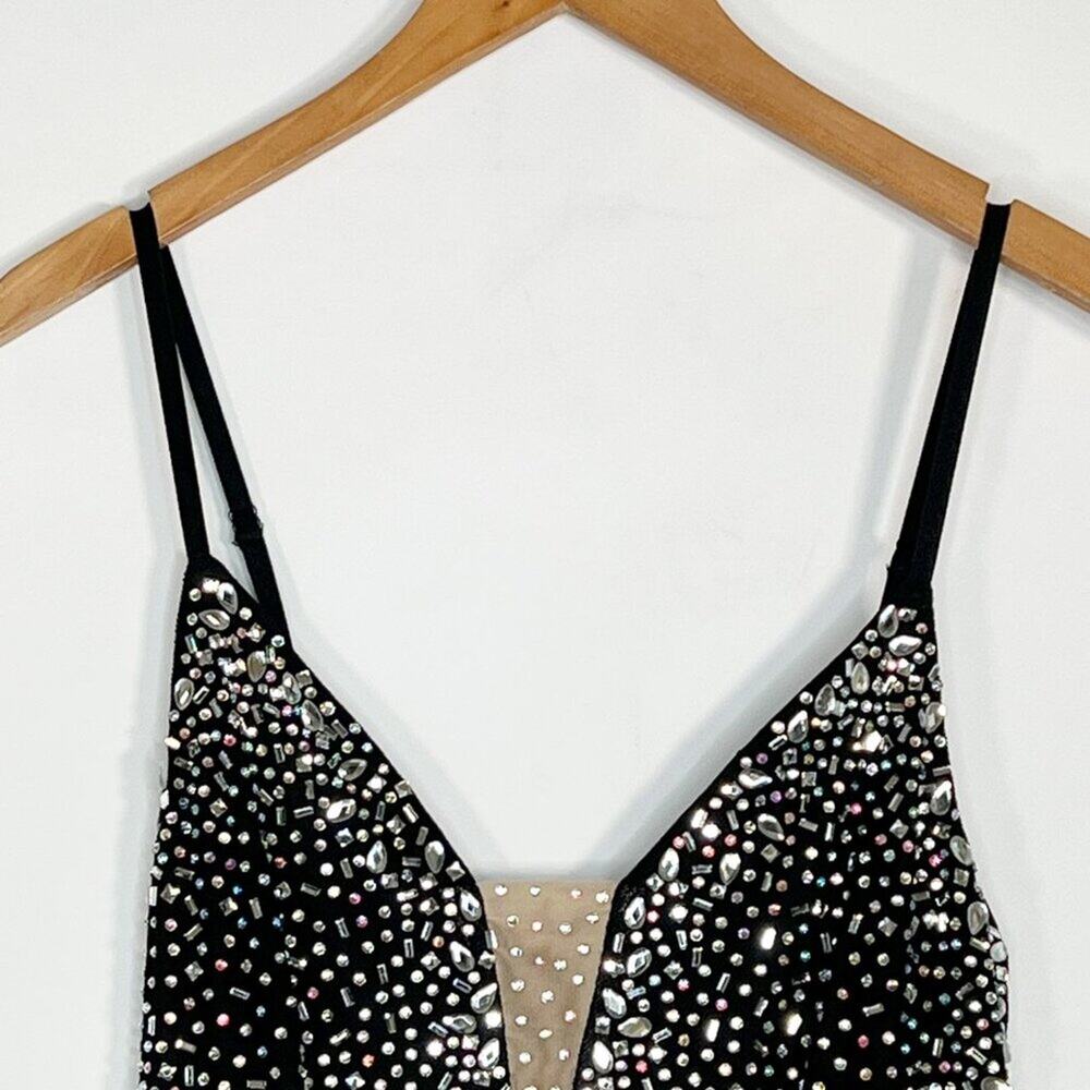 Banjul Beaded Rhinestone Black Bodycon Mini Formal Dress Womens L NWOT - Picture 5 of 16